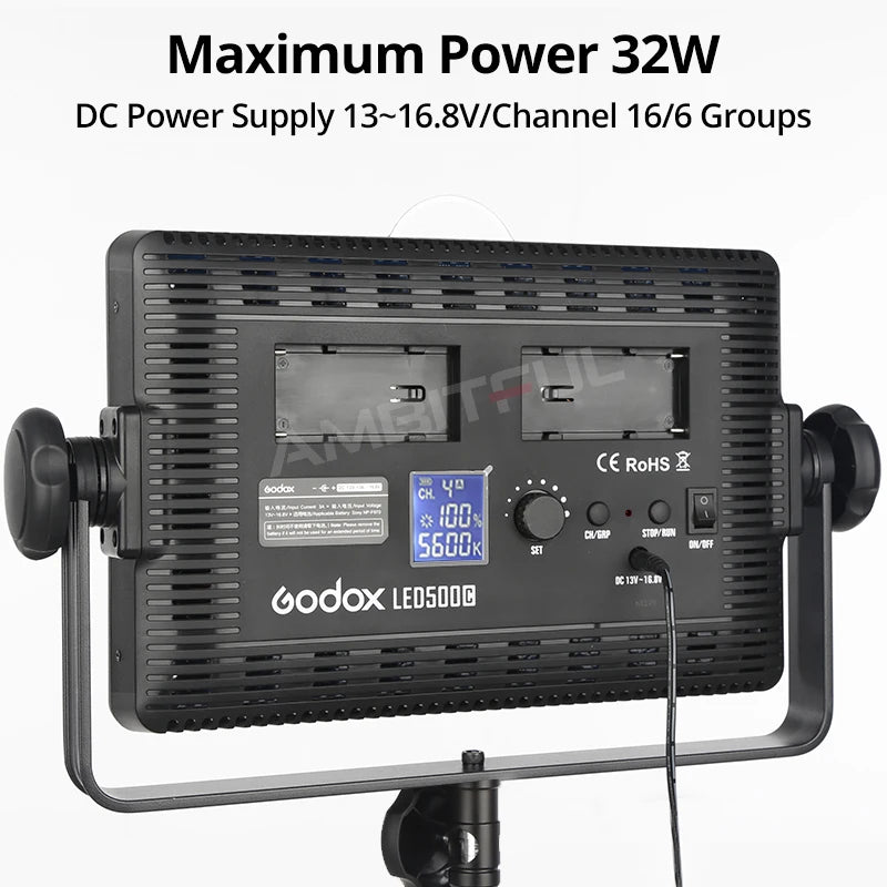 Godox LED500C 3300K-5600K Studio Video Light Lamp for Camera Camcorder Live Photo Shoot Video Recording