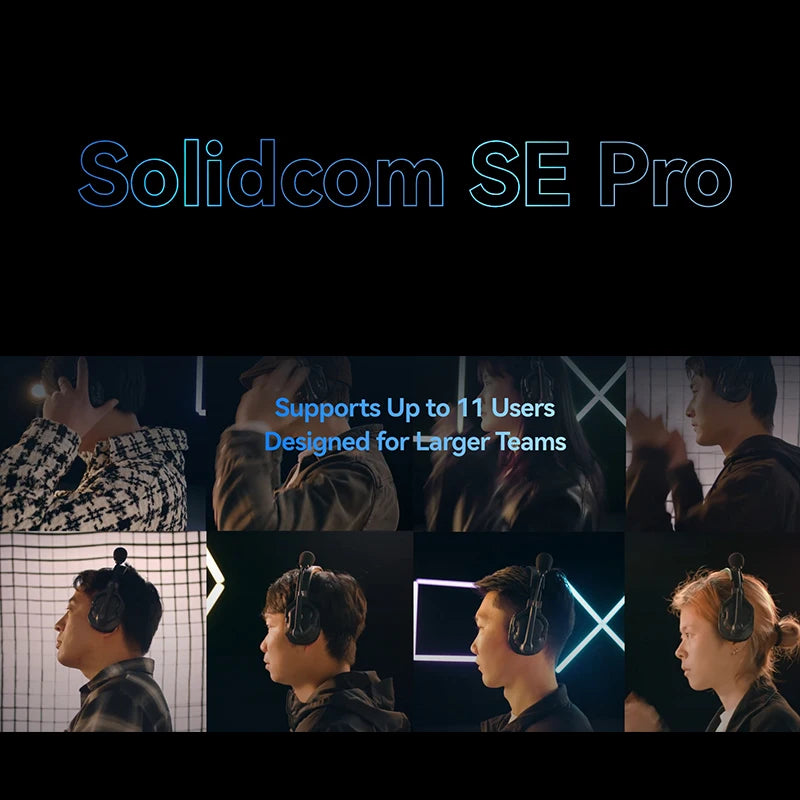Hollyland Solidcom SE Pro Full Duplex 9-Users ENC Noise Cancellation Wireless Intercom Headset System 1300ft Team Communication