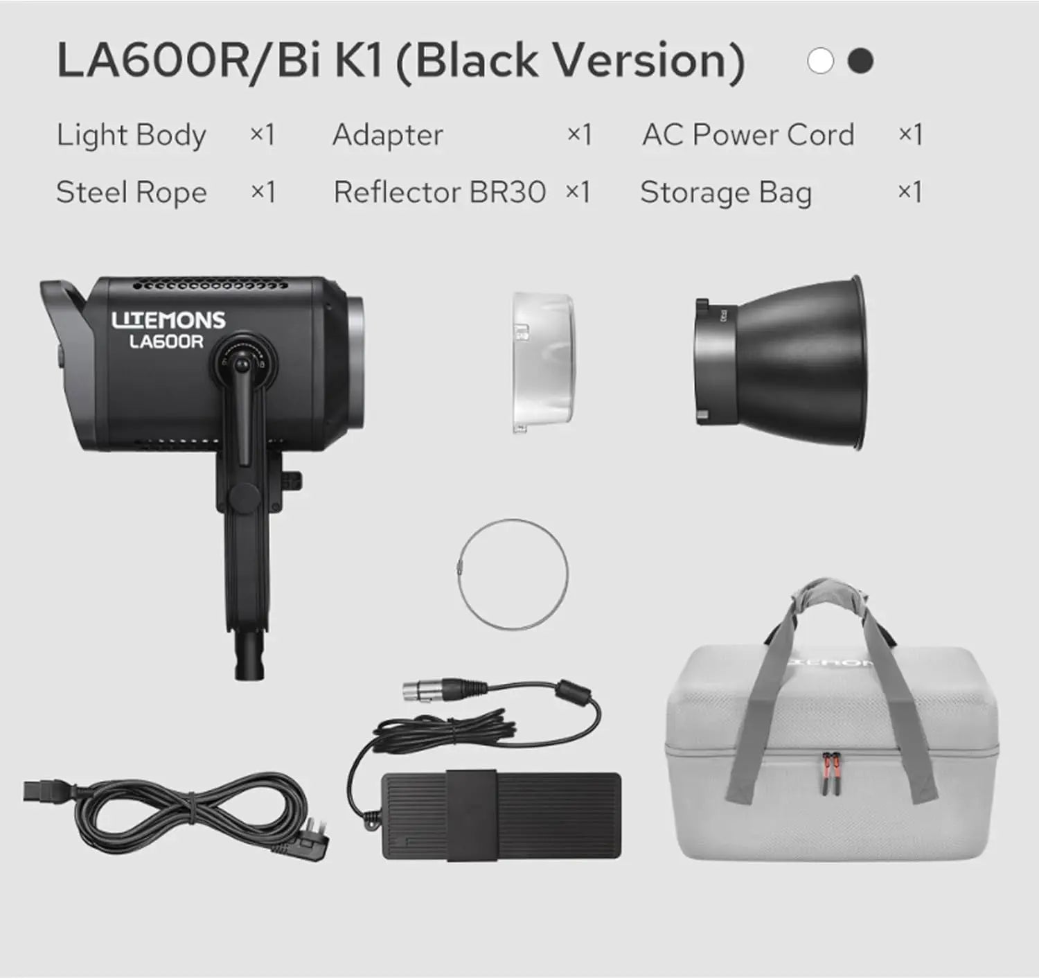 Godox LITEMONS LA600R K1 White Black RGB LED Studio Photography