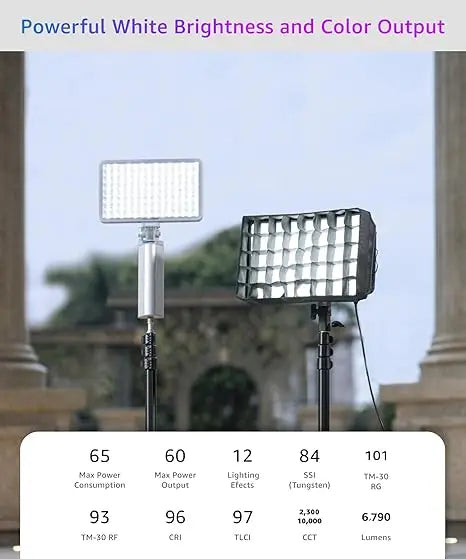 Amaran Pano 60c Video Light 2300K-10000K 60W RGB Full Color Photography Lamp With App Control 12 Lighting Modes
