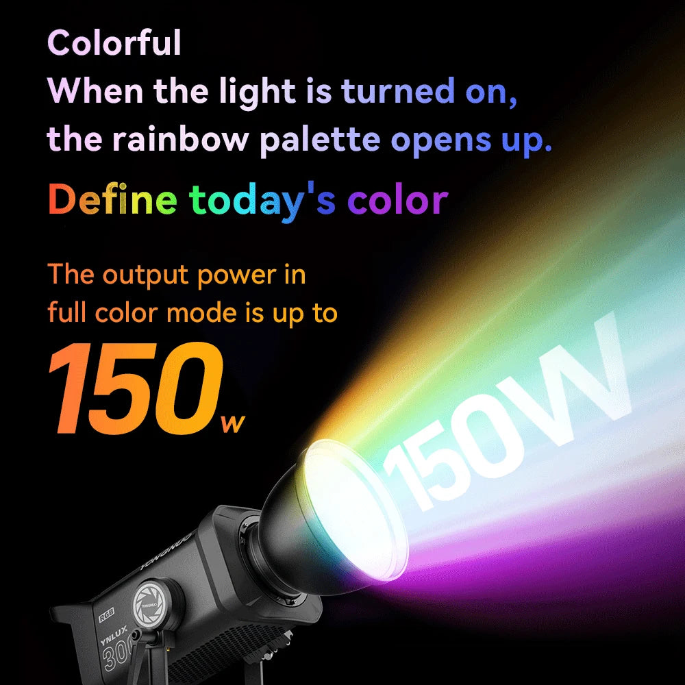 Yongnuo YNLUX300 RGB Led Video Light  2000k-10000K Bi-color APP Control for Live Streaming Photo Video Recording by Aputure