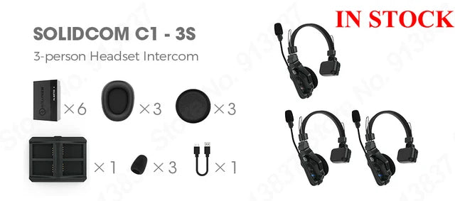 Hollyland Solidcom C1 Wireless Intercom Communication Headset Remote Single Ear Headphone Microphone 1000ft Los Range 350meter