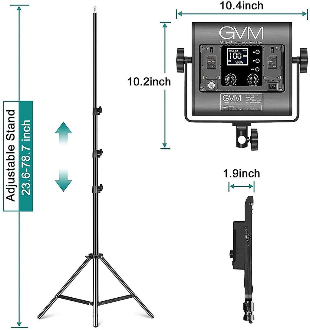 Gvm 880RS 2L 60w Rgb Led Video Light Kit Gaming Streaming Photography Bluetooth Control Dimmable Panel