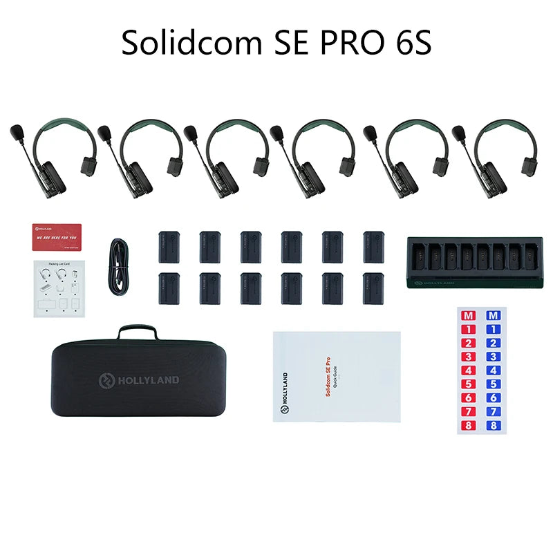 Hollyland Solidcom SE Pro Full Duplex 9-Users ENC Noise Cancellation Wireless Intercom Headset System 1300ft Team Communication