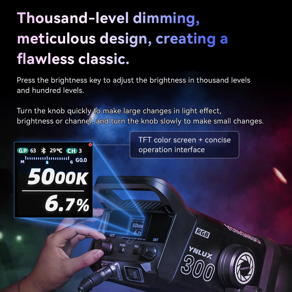 Yongnuo YNLUX300 RGB Led Video Light  2000k-10000K Bi-color APP Control for Live Streaming Photo Video Recording by Aputure