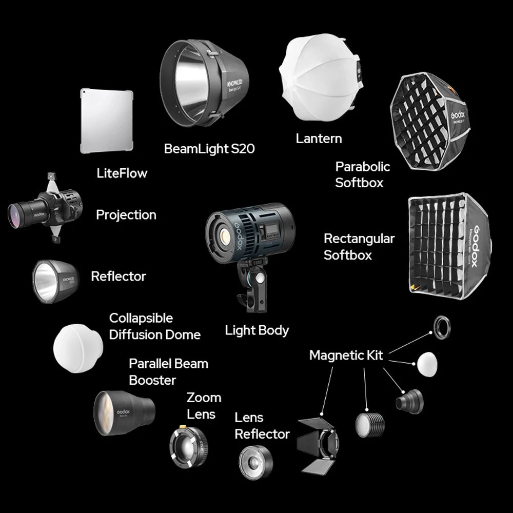 Godox RS60Bi 60W Bi-color LED Light 1800 to 10000K CRI95+ 14 Effects for FilmVideo Shooting Broadcast Video Production
