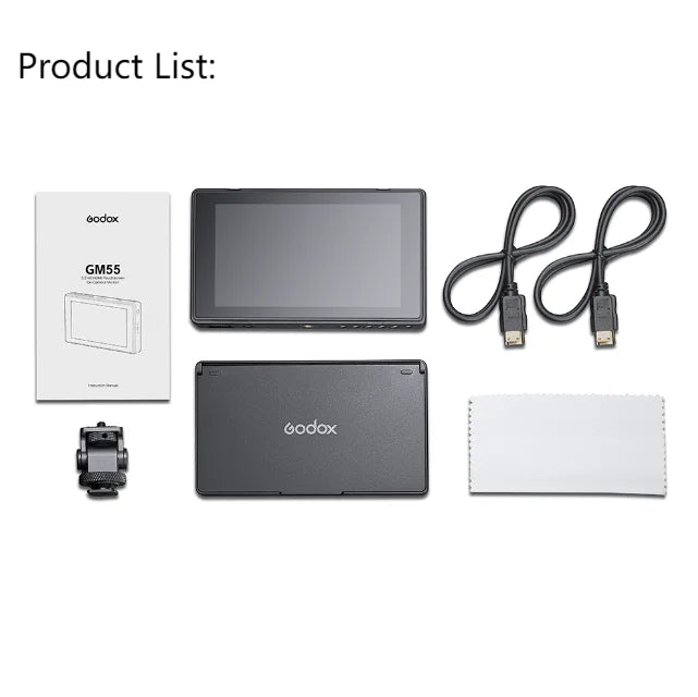 Godox GM55 4K Monitor 5.5 Inch on Camera DSLR 3D LUT Touch Screen IPS FHD 1920x1080 Video 4K Field Monitor Dslr