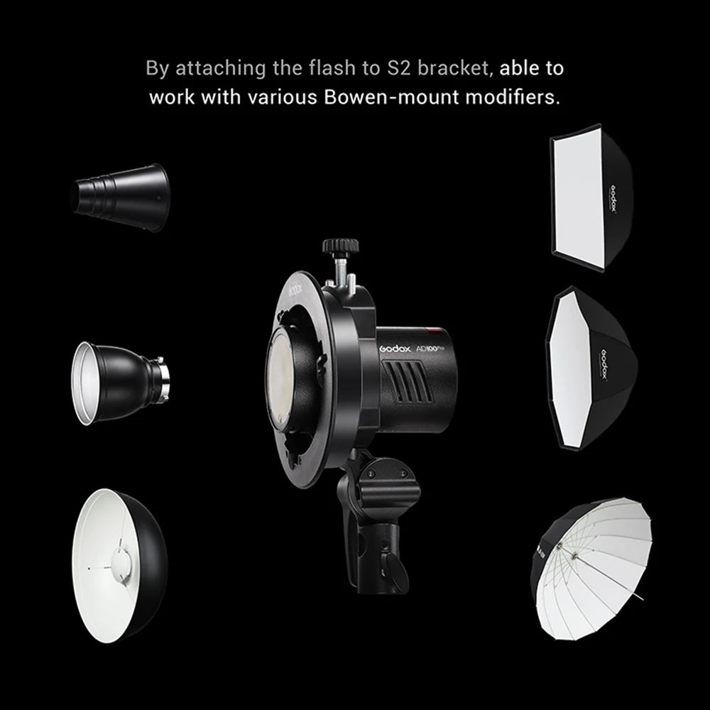 Godox AD100Pro 100Ws TTL 2.4G HSS 1/8000s Pocket Flash Light With 7.2V/2600mAh Lithium Battery 360 Full Power Flashes 0.01-1.5s