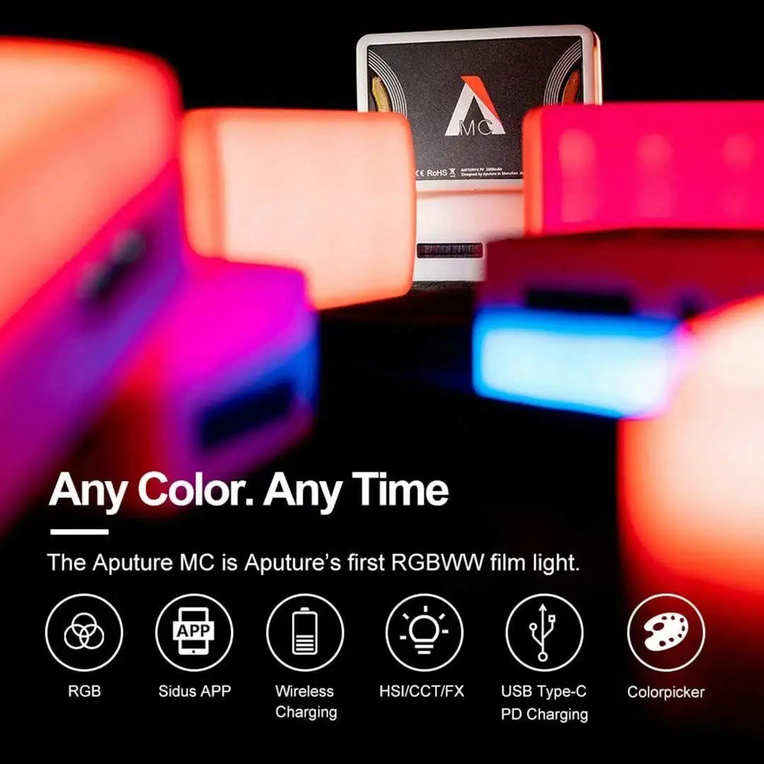 Aputure MC RGBWW LED 2000K-10000K Support Magnetic Attraction IP65 Protection 15 Built-in Light Effects and App Control