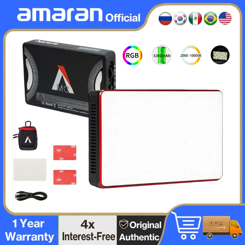 Aputure MC RGBWW LED 2000K-10000K Support Magnetic Attraction IP65 Protection 15 Built-in Light Effects and App Control
