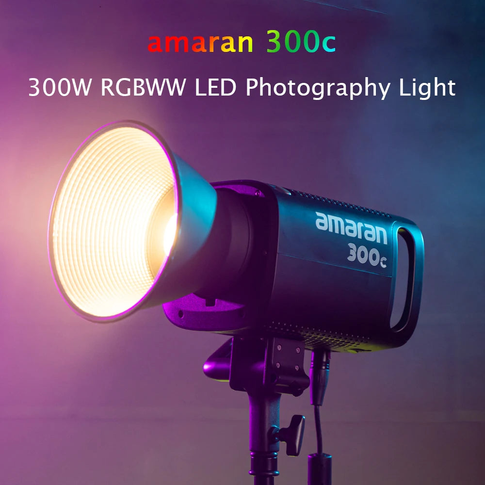 300C RGB COB Video Light 2500K-7500K CCT with G/M Adjustment Hyper Reflector APP Control for Video Recording by Aputure