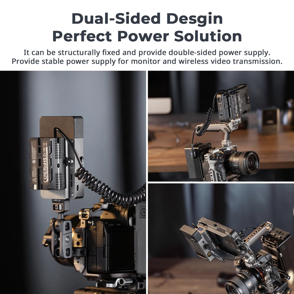D-Tap to Dual-Sided for NP-F Dummy Battery, with USB-C DC Port LED Display for Monitor Wireless Video Transmitters 4884