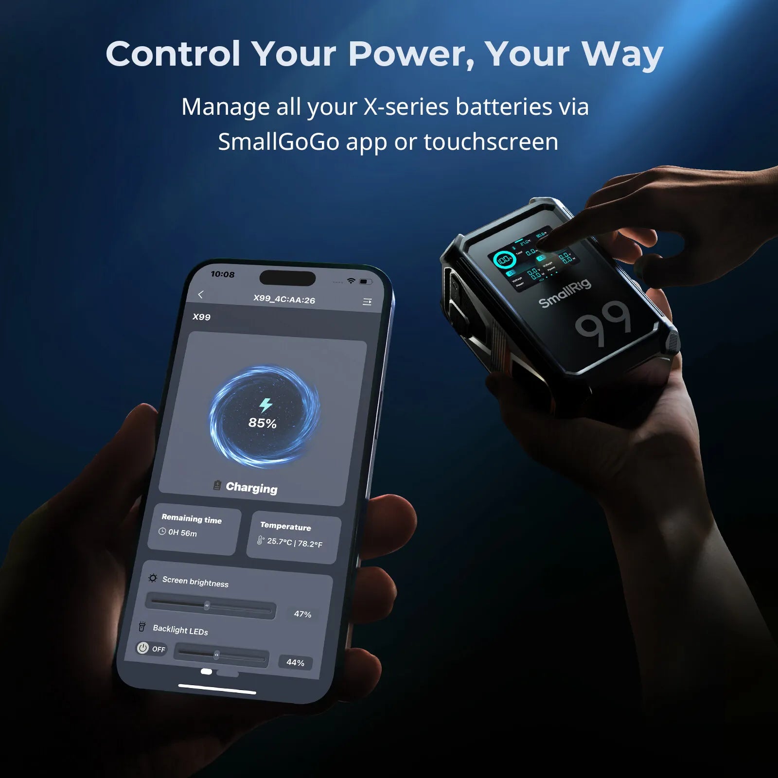 Renan Ozturk X Touch Smart Triple-Proof V Mount Battery X99 APP Control with D-Tap/Usb-C/Pd/Bp/Usb-A/Dc Multi Ports