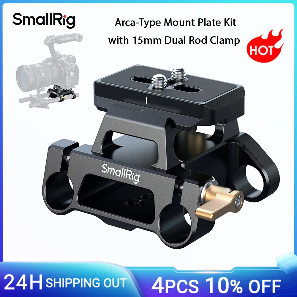 Arca-Type Mount Plate Kit with 15Mm Dual Rod Clamp Universal Integrated Arca-Swiss Baseplate W Quick Release Plate 5365