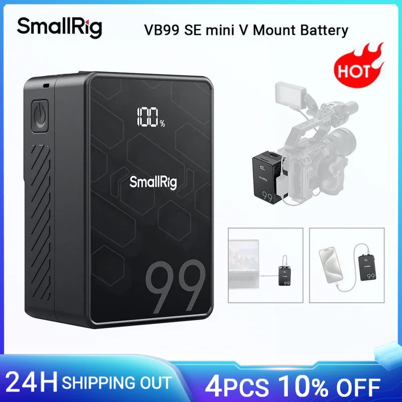 VB99 SE Mini V-Mount Battery 99Wh / 6800Mah V Mount Battery with PD65W USB-C Fast Charging for Camera Camcorder Monitor