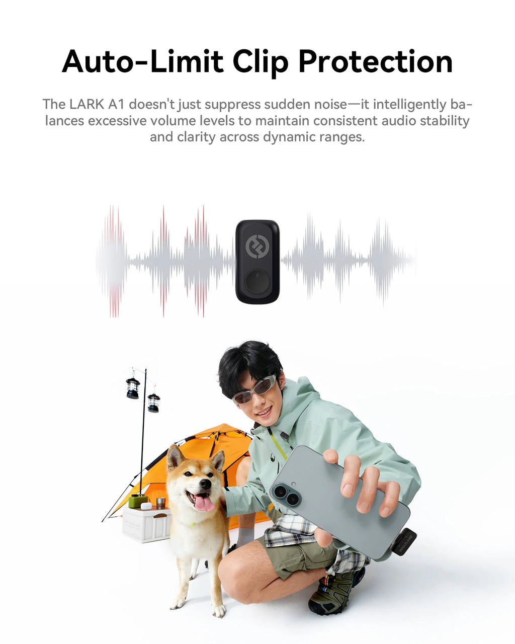 LARK A1 Wireless Microphone for Iphone Android Micphone for Youtube Tiktok Vlogging Podcast Noise Cancellation Mic