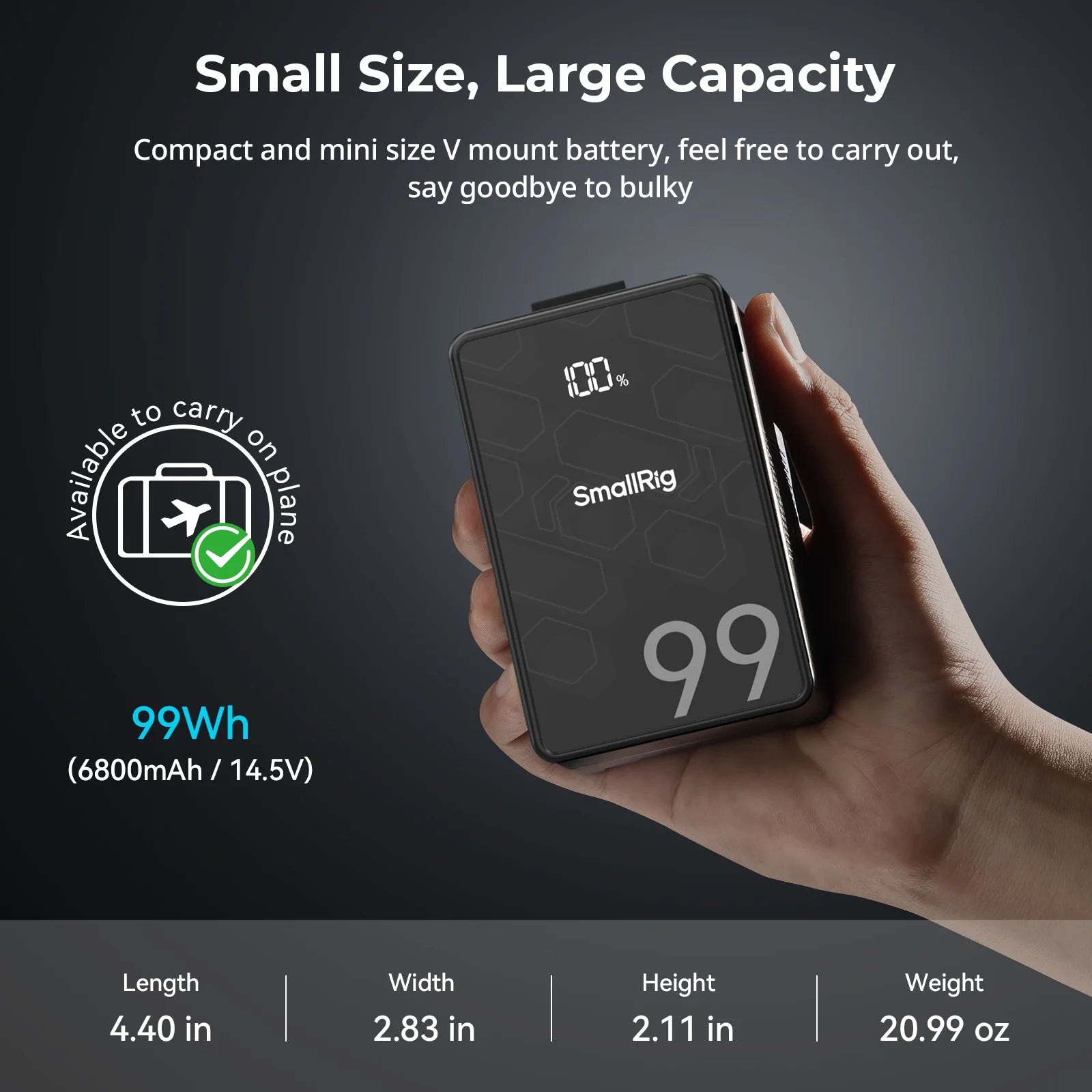 VB99 SE Mini V-Mount Battery 99Wh / 6800Mah V Mount Battery with PD65W USB-C Fast Charging for Camera Camcorder Monitor