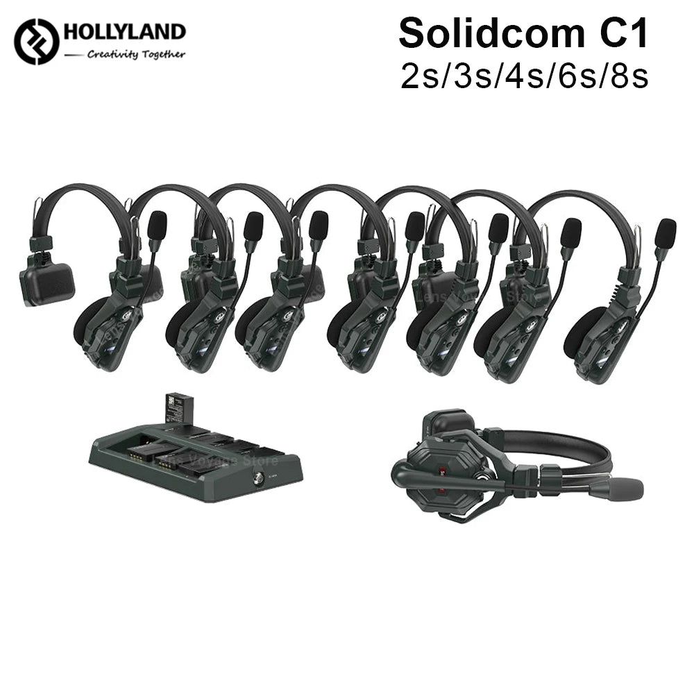 Hollyland Solidcom C1 4S 6S 8S Full-Duplex Wireless Intercom Headset System 1100Ft Active Range for Film Production Concerts