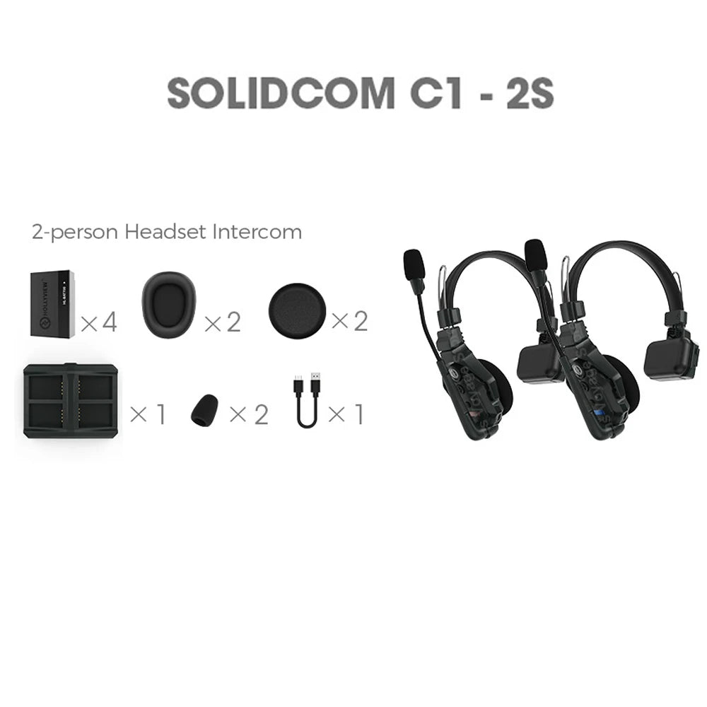 Hollyland Solidcom C1 4S 6S 8S Full-Duplex Wireless Intercom Headset System 1100Ft Active Range for Film Production Concerts