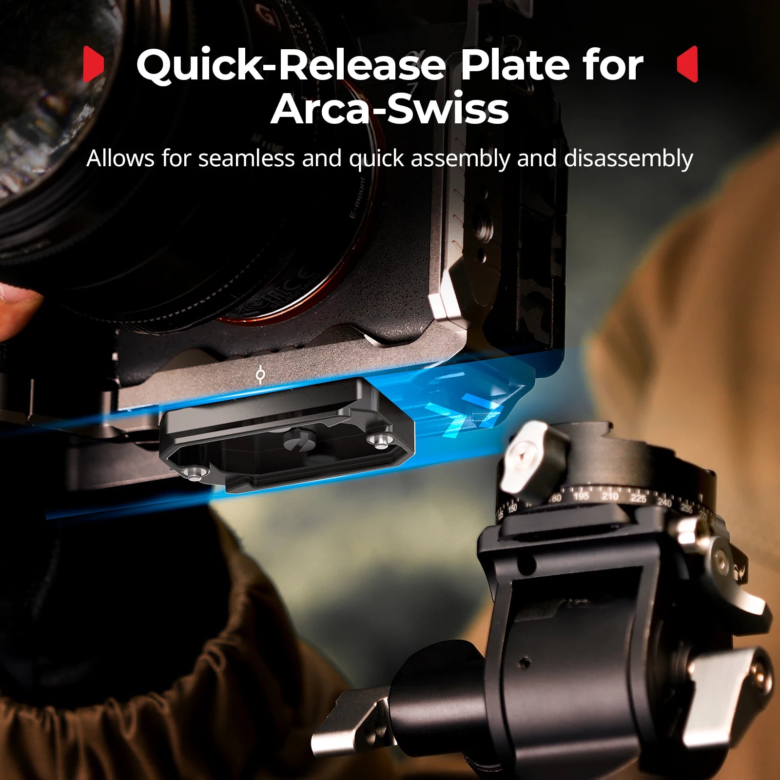 Arca-Type Mount Plate Kit with 15Mm Dual Rod Clamp Universal Integrated Arca-Swiss Baseplate W Quick Release Plate 5365